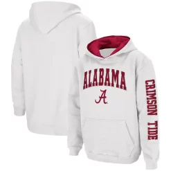 Youth Colosseum White Alabama Crimson Tide 2-Hit Team Pullover Hoodie