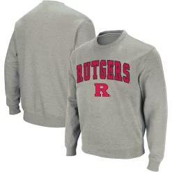 Men's Colosseum Heather Gray Rutgers Scarlet Knights Arch & Logo Crew Neck Sweatshirt
