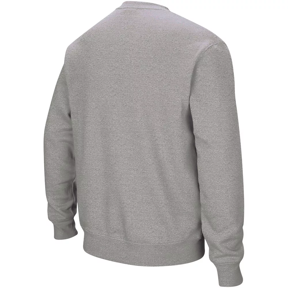 Men's Colosseum Heather Gray NC State Wolfpack Arch & Logo Crew Neck Sweatshirt - Image 4