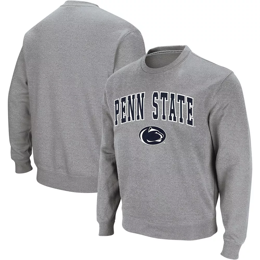 Men's Colosseum Heather Gray Penn State Nittany Lions Arch & Logo Crew Neck Sweatshirt - Image 2