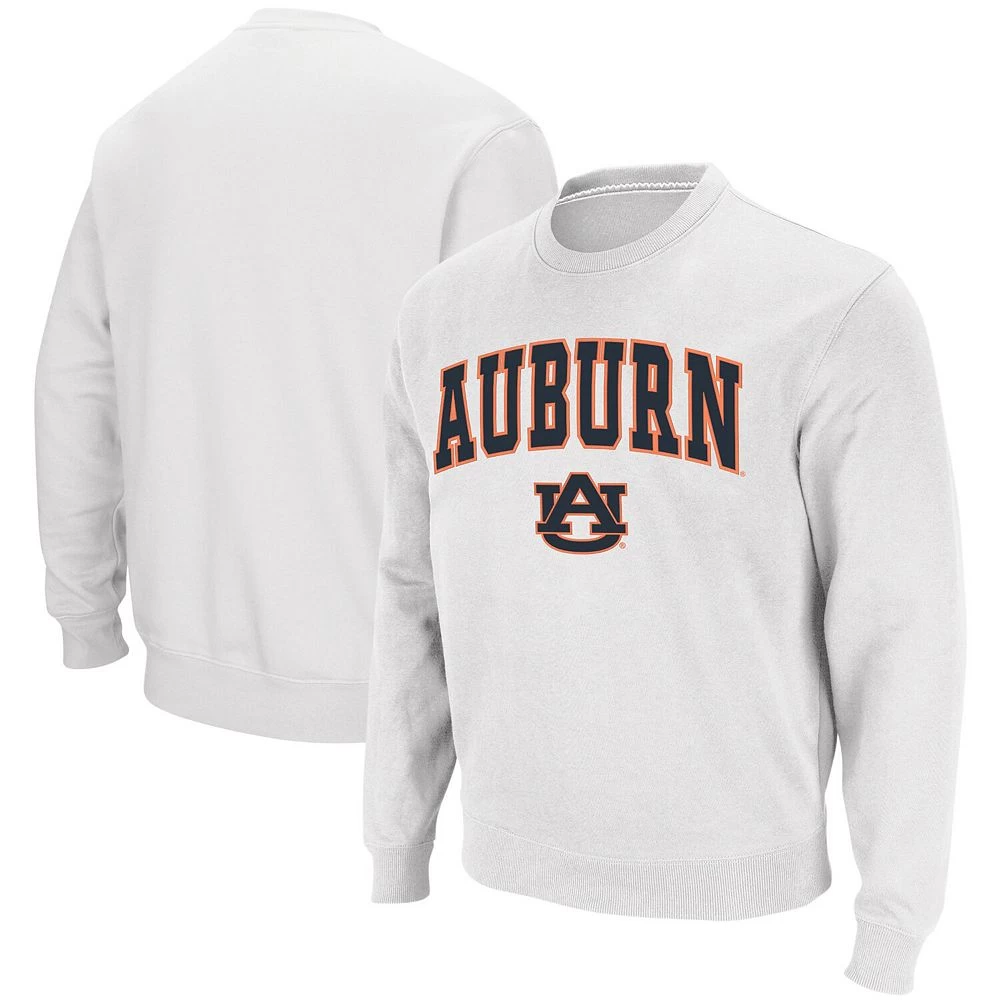 Men's Colosseum White Auburn Tigers Arch & Logo Crew Neck Sweatshirt - Image 2