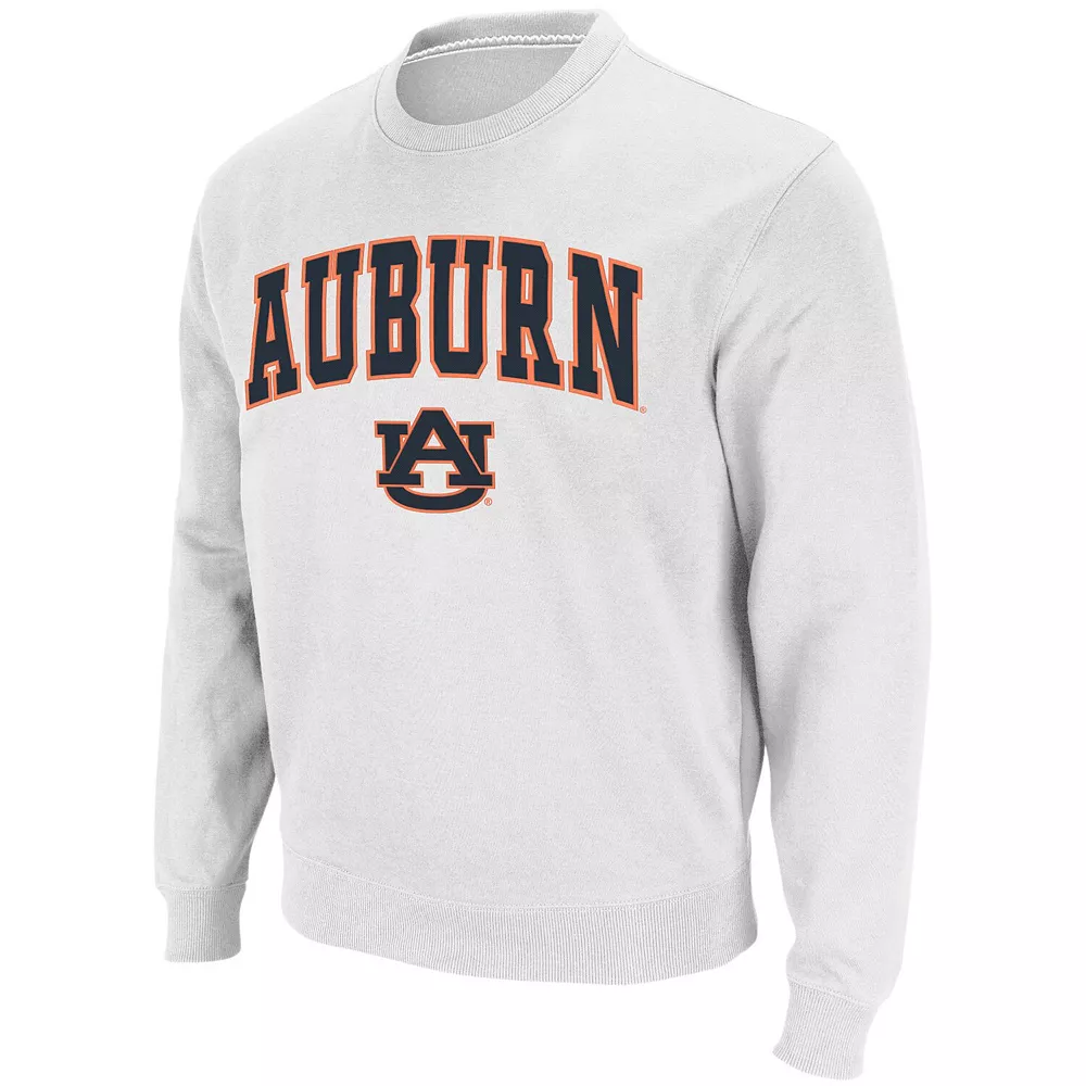 Men's Colosseum White Auburn Tigers Arch & Logo Crew Neck Sweatshirt - Image 3