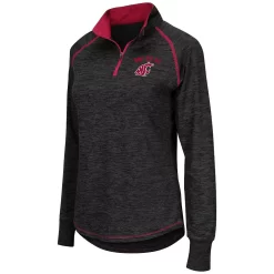Women's Colosseum Black Washington State Cougars Bikram 1/4 Zip Long Sleeve Jacket