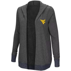 Women's Colosseum Charcoal West Virginia Mountaineers Steeplechase Open Hooded Tri-Blend Cardigan