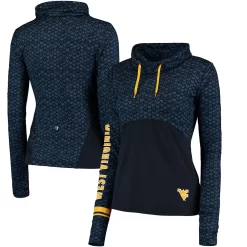 Women's Colosseum Navy West Virginia Mountaineers Scaled Cowl Neck Pullover Hoodie