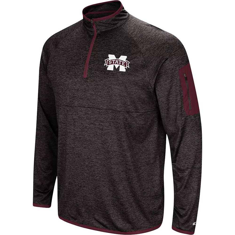 Men's Colosseum Black Mississippi State Bulldogs Amnesia Quarter-Zip Pullover Jacket
