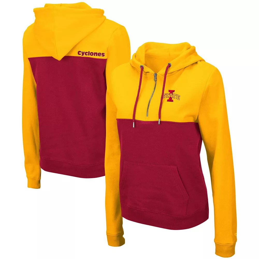 Women's Colosseum Gold/Red Iowa State Cyclones Aidan Half-Zip Hoodie - Image 2