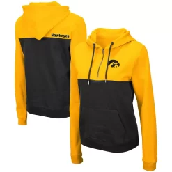 Women's Colosseum Gold/Charcoal Iowa Hawkeyes Aidan Half-Zip Hoodie