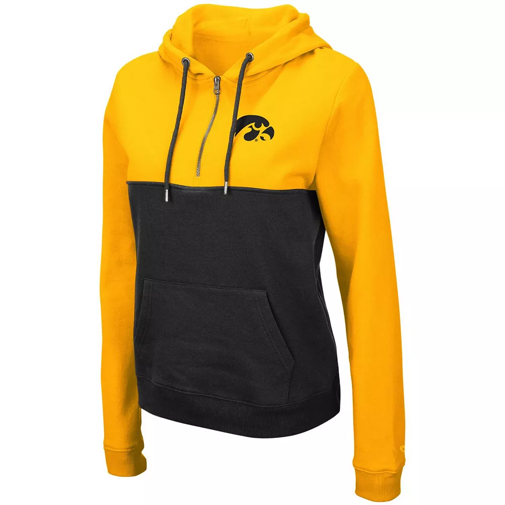Women's Colosseum Gold/Charcoal Iowa Hawkeyes Aidan Half-Zip Hoodie - Image 3