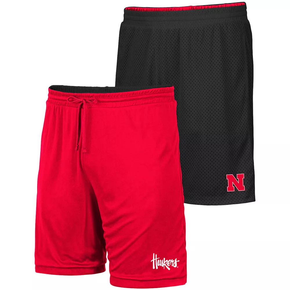 Men's Colosseum Black/Scarlet Nebraska Huskers Wiggum Reversible Shorts - Image 2