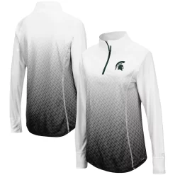 Women's Colosseum Black Michigan State Spartans Magic Ombre Quarter-Zip Raglan Jacket