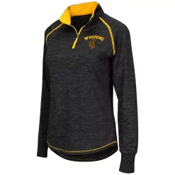 Women's Colosseum Black Wyoming Cowboys Bikram 1/4 Zip Long Sleeve Jacket