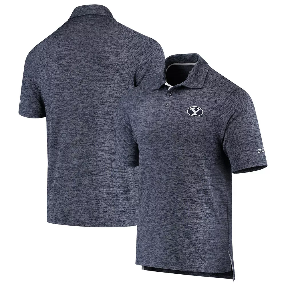 Men's Colosseum Heathered Navy BYU Cougars Down Swing Polo - Image 2