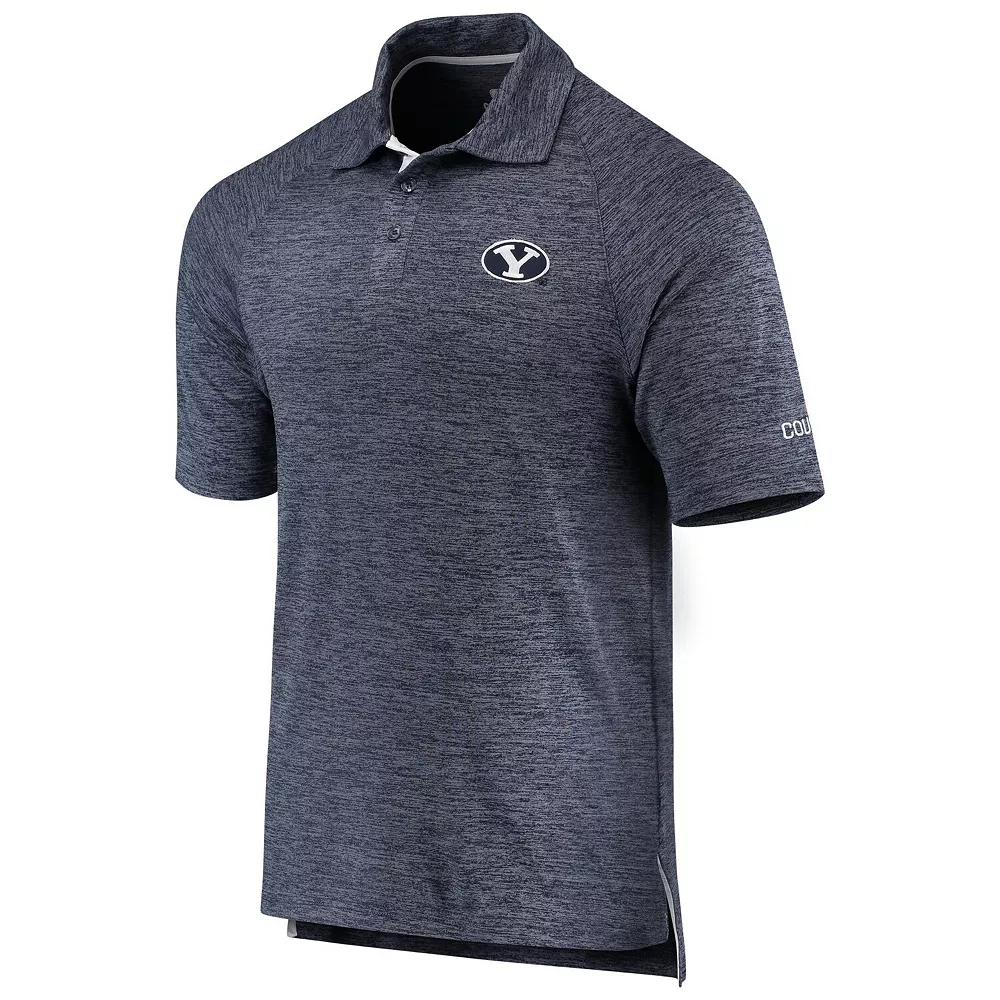 Men's Colosseum Heathered Navy BYU Cougars Down Swing Polo - Image 3
