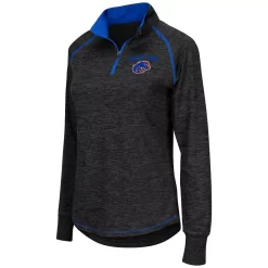 Women's Colosseum Black Boise State Broncos Bikram 1/4 Zip Long Sleeve Jacket