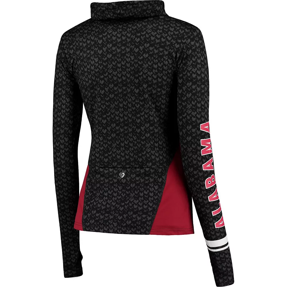 Women's Colosseum Black/Crimson Alabama Crimson Tide Scaled Cowl Neck Pullover Hoodie - Image 3