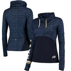 Women's Colosseum Navy Navy Midshipmen Scaled Cowl Neck Pullover Hoodie