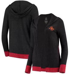 Women's Colosseum Charcoal Iowa State Cyclones Steeplechase Open Hooded Tri-Blend Cardigan