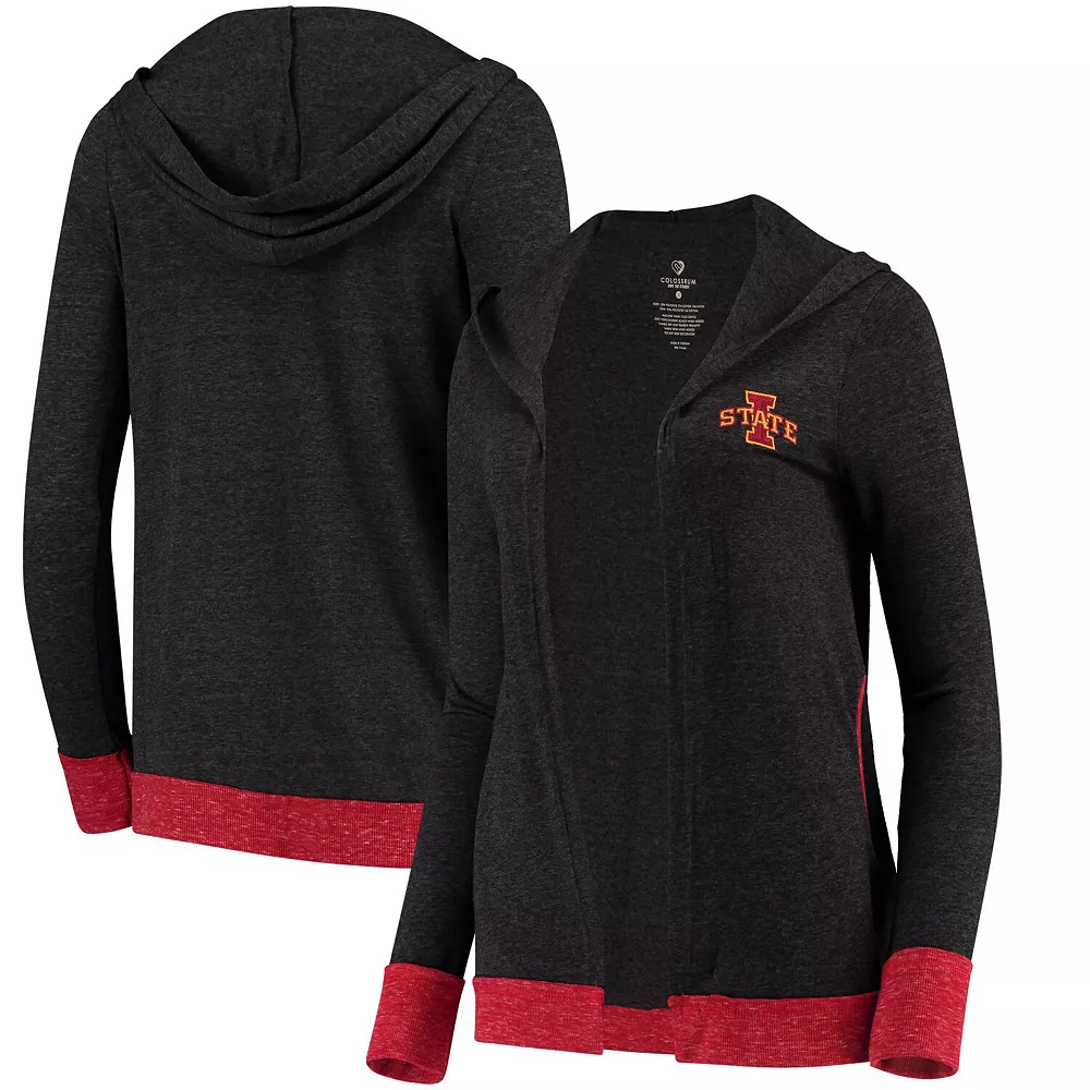 Women's Colosseum Charcoal Iowa State Cyclones Steeplechase Open Hooded Tri-Blend Cardigan - Image 2