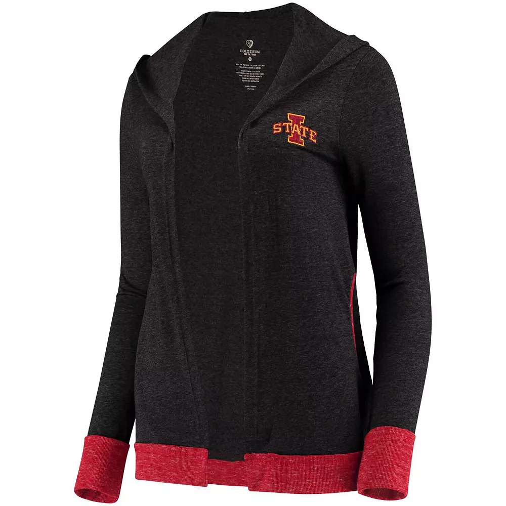 Women's Colosseum Charcoal Iowa State Cyclones Steeplechase Open Hooded Tri-Blend Cardigan - Image 3
