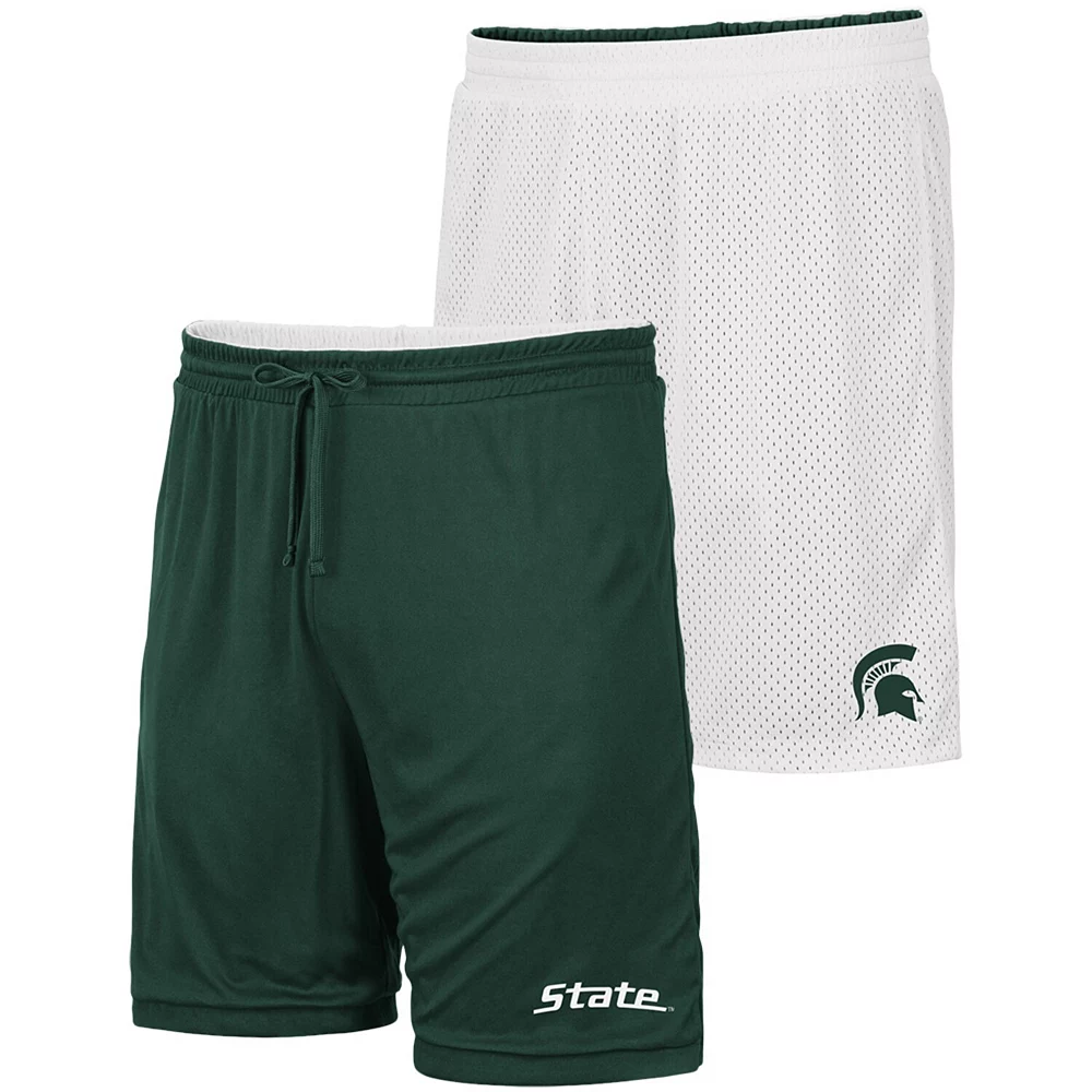 Men's Colosseum White/Green Michigan State Spartans Wiggum Reversible Shorts