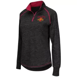 Women's Colosseum Black Iowa State Cyclones Bikram 1/4 Zip Long Sleeve Jacket