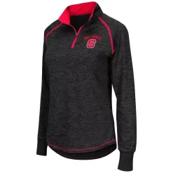 Women's Colosseum Black NC State Wolfpack Bikram 1/4 Zip Long Sleeve Jacket