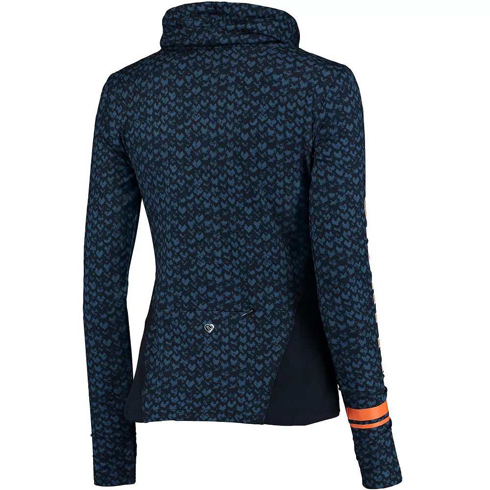 Women's Colosseum Navy Illinois Fighting Illini Scaled Cowl Neck Pullover Hoodie - Image 4