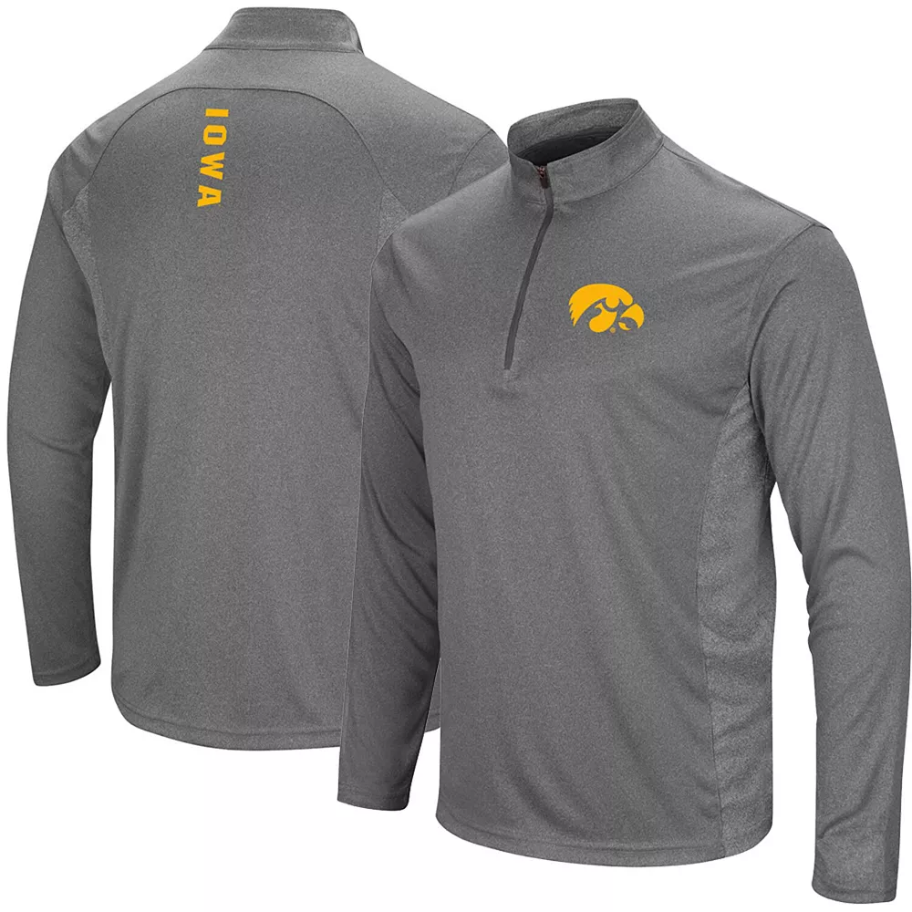 Men's Colosseum Heathered Black Iowa Hawkeyes Audible Windshirt Quarter-Zip Pullover Jacket - Image 2
