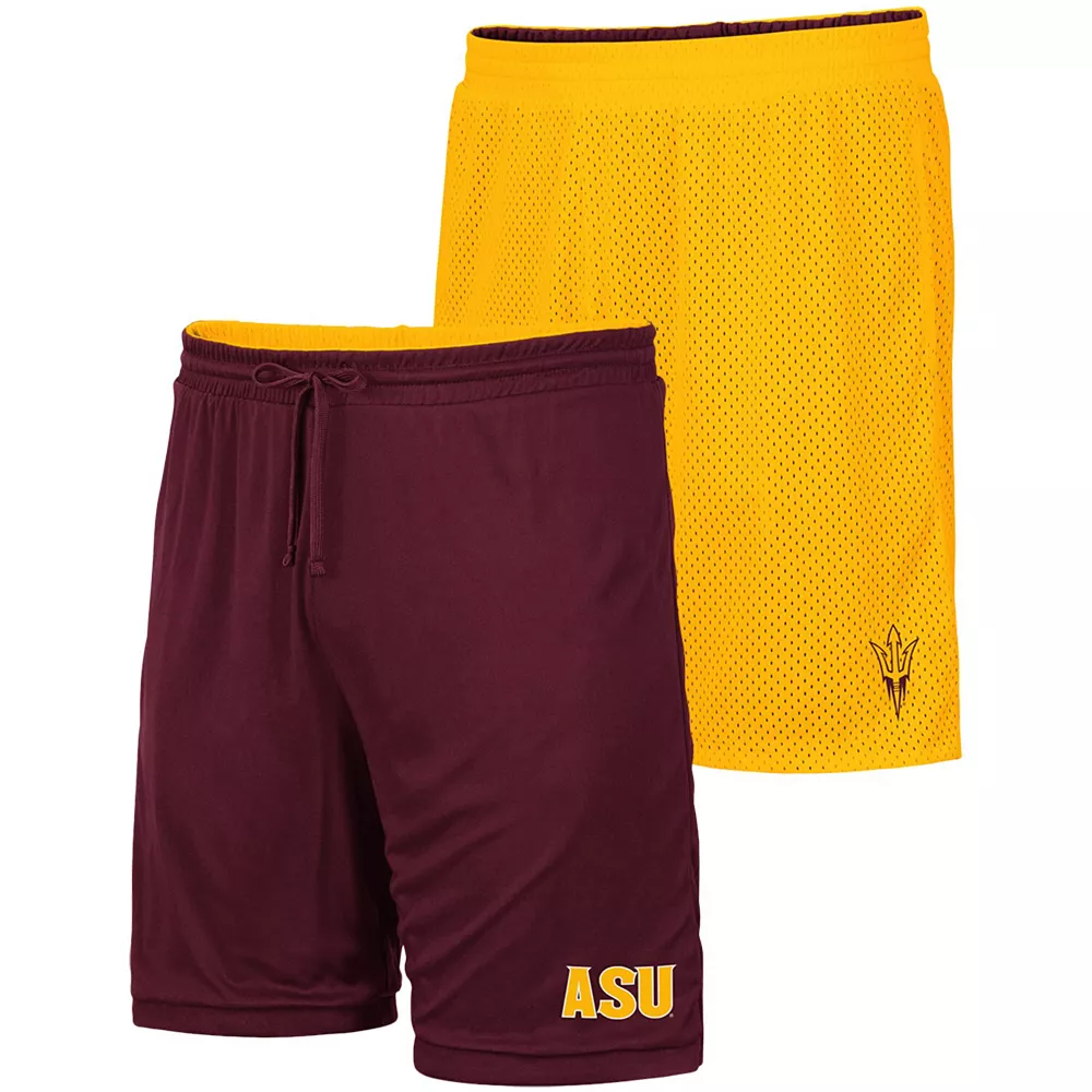 Men's Colosseum Gold/Maroon Arizona State Sun Devils Wiggum Reversible Shorts