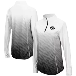 Women's Colosseum Black Iowa Hawkeyes Magic Ombre Quarter-Zip Raglan Jacket