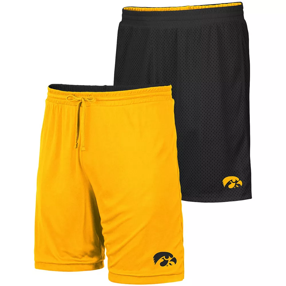 Men's Colosseum Black/Gold Iowa Hawkeyes Wiggum Reversible Shorts - Image 2