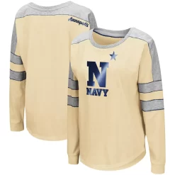 Women's Colosseum Gold Navy Midshipmen Trey Dolman Long Sleeve T-Shirt