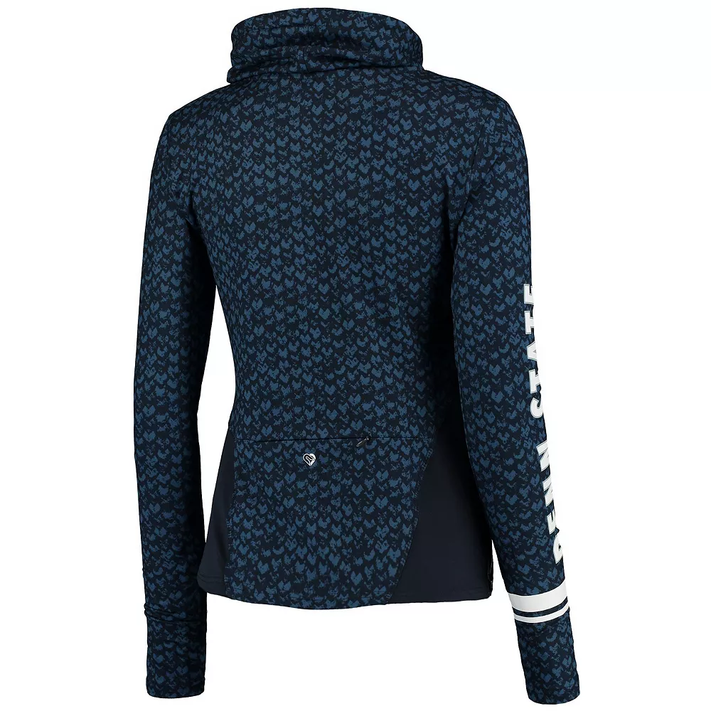 Women's Colosseum Navy Penn State Nittany Lions Scaled Cowl Neck Pullover Hoodie - Image 4