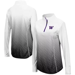 Women's Colosseum Black Washington Huskies Magic Ombre Quarter-Zip Raglan Jacket