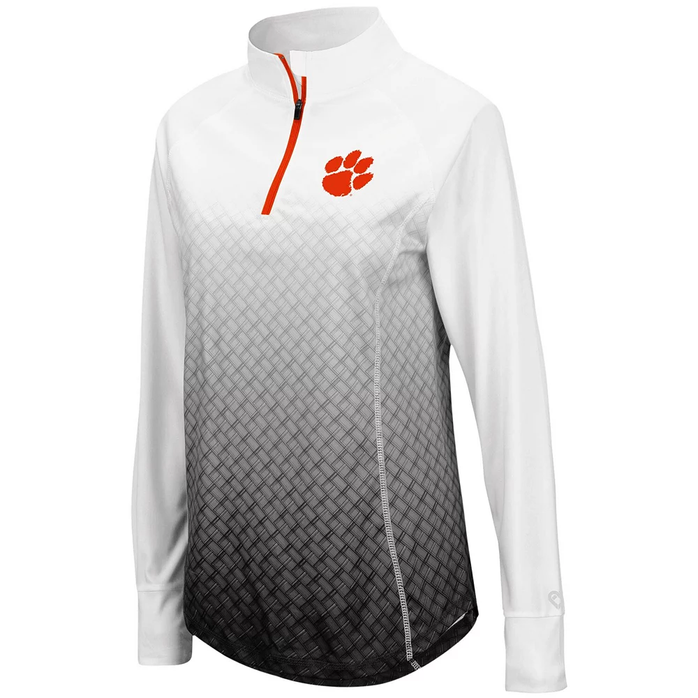 Women's Colosseum Black Clemson Tigers Magic Ombre Quarter-Zip Raglan Jacket - Image 3