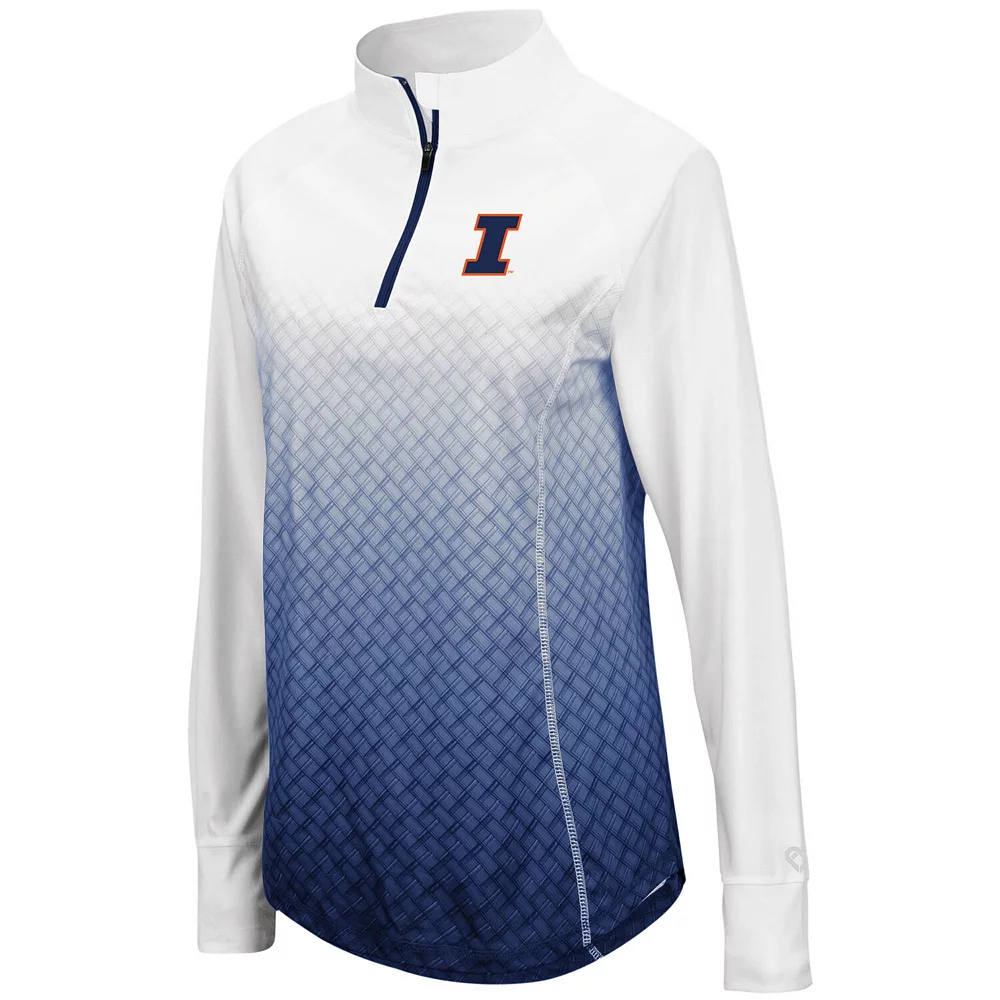 Women's Colosseum Navy Illinois Fighting Illini Magic Ombre Quarter-Zip Raglan Jacket - Image 3