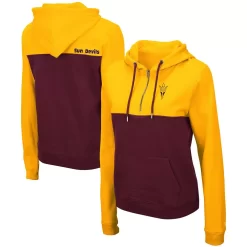 Women's Colosseum Gold/Maroon Arizona State Sun Devils Aidan Half-Zip Hoodie