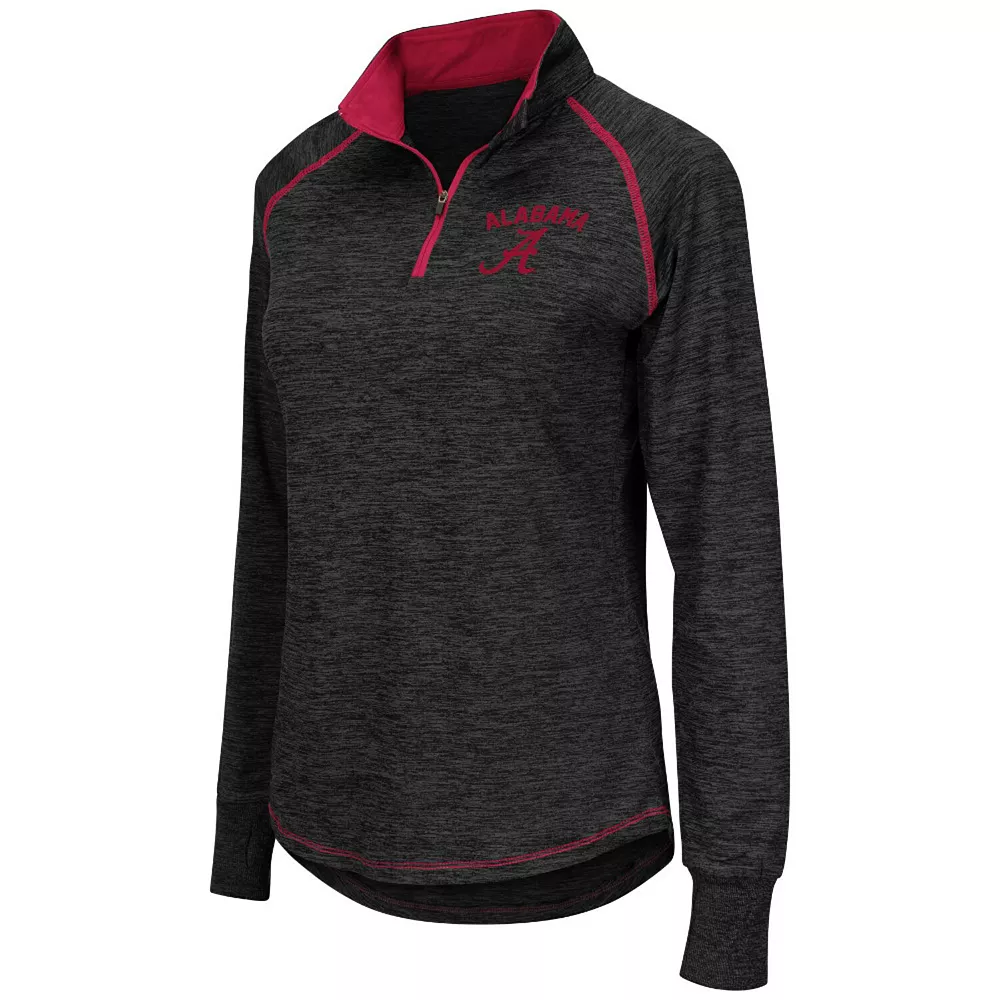 Women's Colosseum Black Alabama Crimson Tide Bikram 1/4 Zip Long Sleeve Jacket