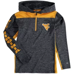 Youth Colosseum Heathered Navy West Virginia Mountaineers Quick Kick Quarter-Zip Hoodie
