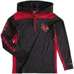 Youth Colosseum Heathered Black Louisville Cardinals Quick Kick Quarter-Zip Hoodie
