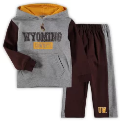 Toddler Colosseum Heathered Gray/Brown Wyoming Cowboys Back To School Fleece Hoodie And Pant Set