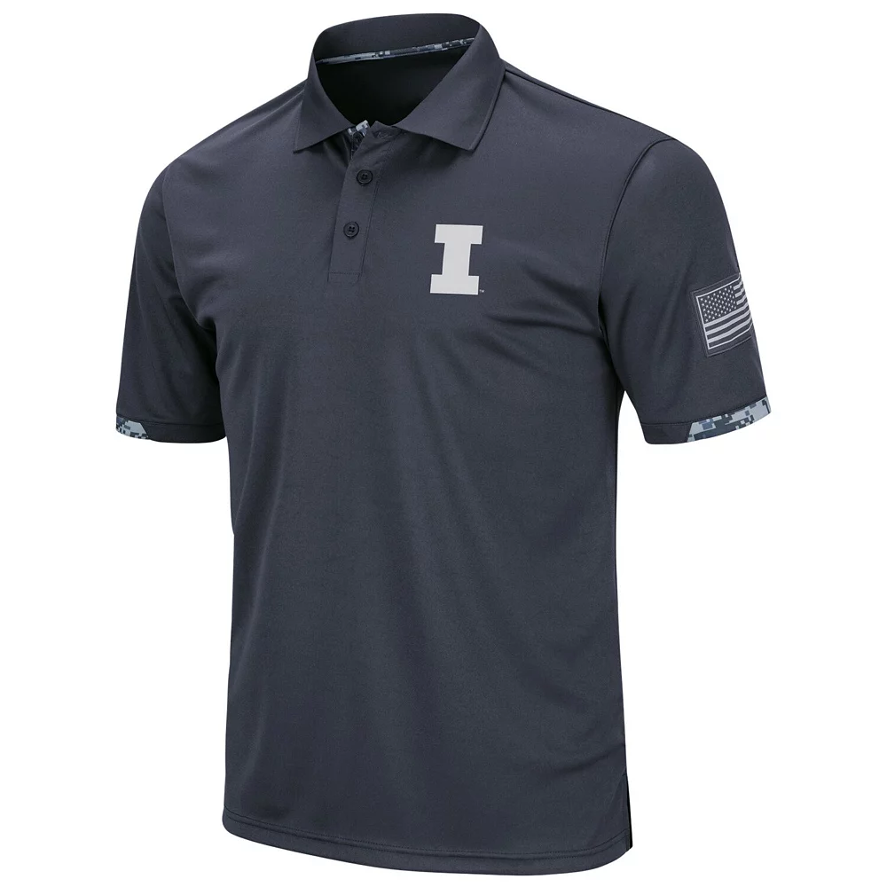 Men's Colosseum Charcoal Illinois Fighting Illini OHT Military Appreciation Digital Camo Polo - Image 3
