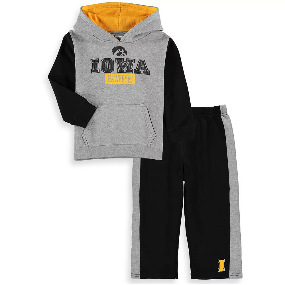Toddler Colosseum Heathered Gray/Black Iowa Hawkeyes Back To School Fleece Hoodie And Pant Set