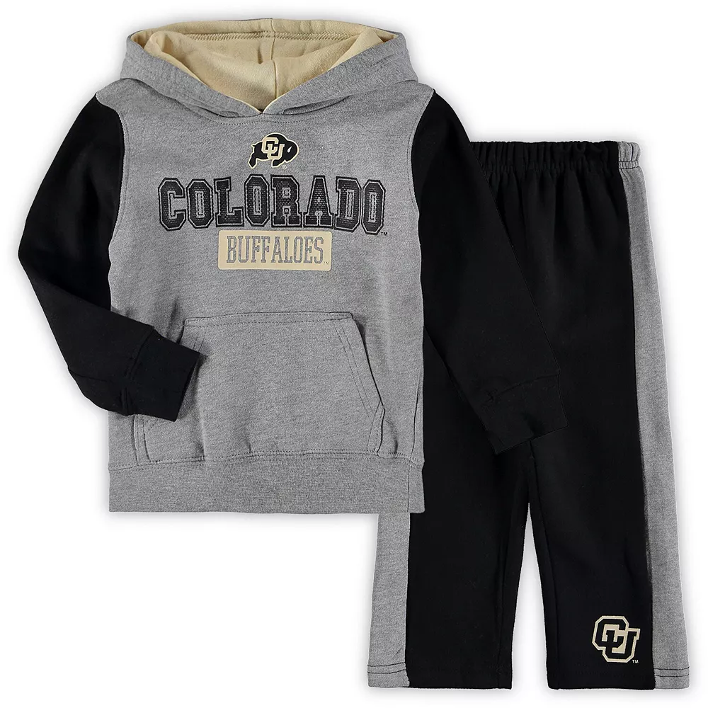 Toddler Colosseum Heathered Gray/Black Colorado Buffaloes Back To School Fleece Hoodie And Pant Set