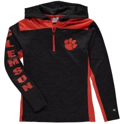 Youth Colosseum Heathered Black Clemson Tigers Quick Kick Quarter-Zip Hoodie