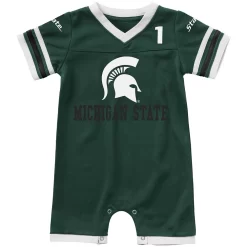 Infant Colosseum Green Michigan State Spartans Bumpo Football Logo Romper