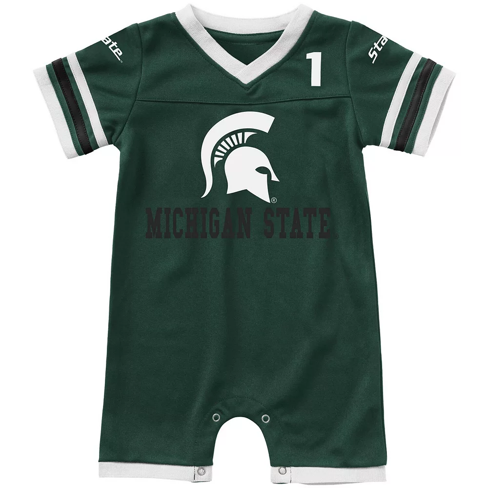 Infant Colosseum Green Michigan State Spartans Bumpo Football Logo Romper