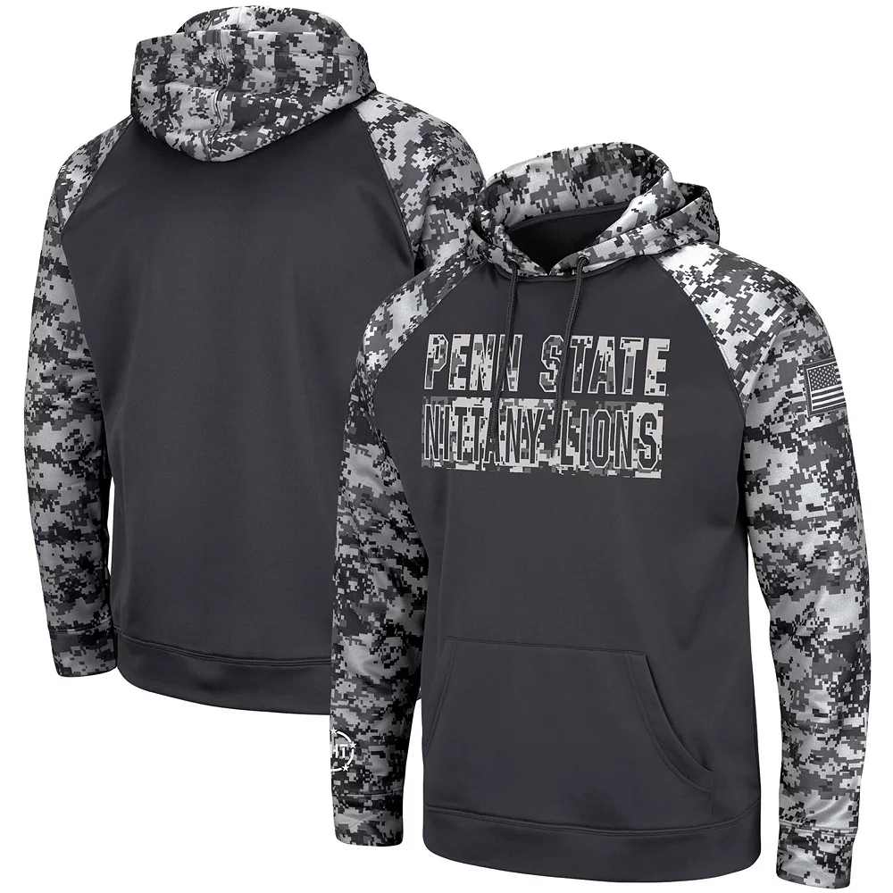 Men's Colosseum Charcoal Penn State Nittany Lions OHT Military Appreciation Digi Camo Big & Tall Pullover Hoodie - Image 2