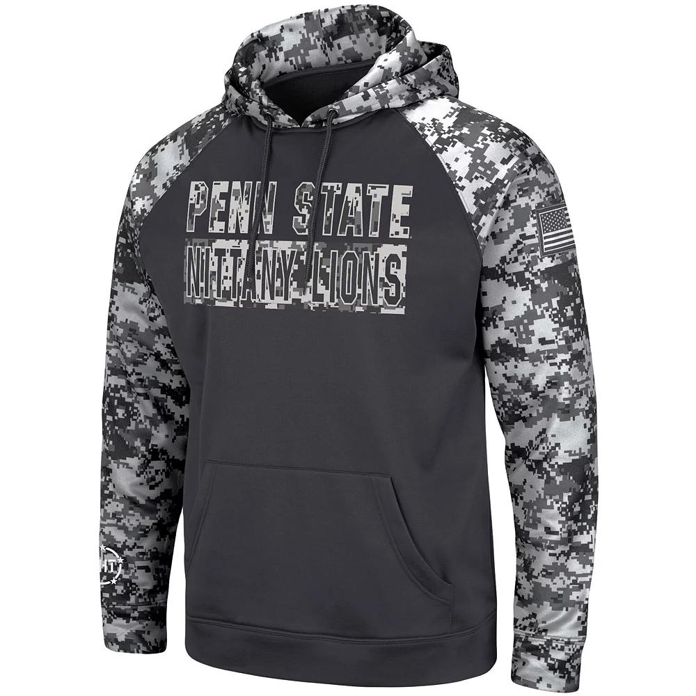 Men's Colosseum Charcoal Penn State Nittany Lions OHT Military Appreciation Digi Camo Big & Tall Pullover Hoodie - Image 3